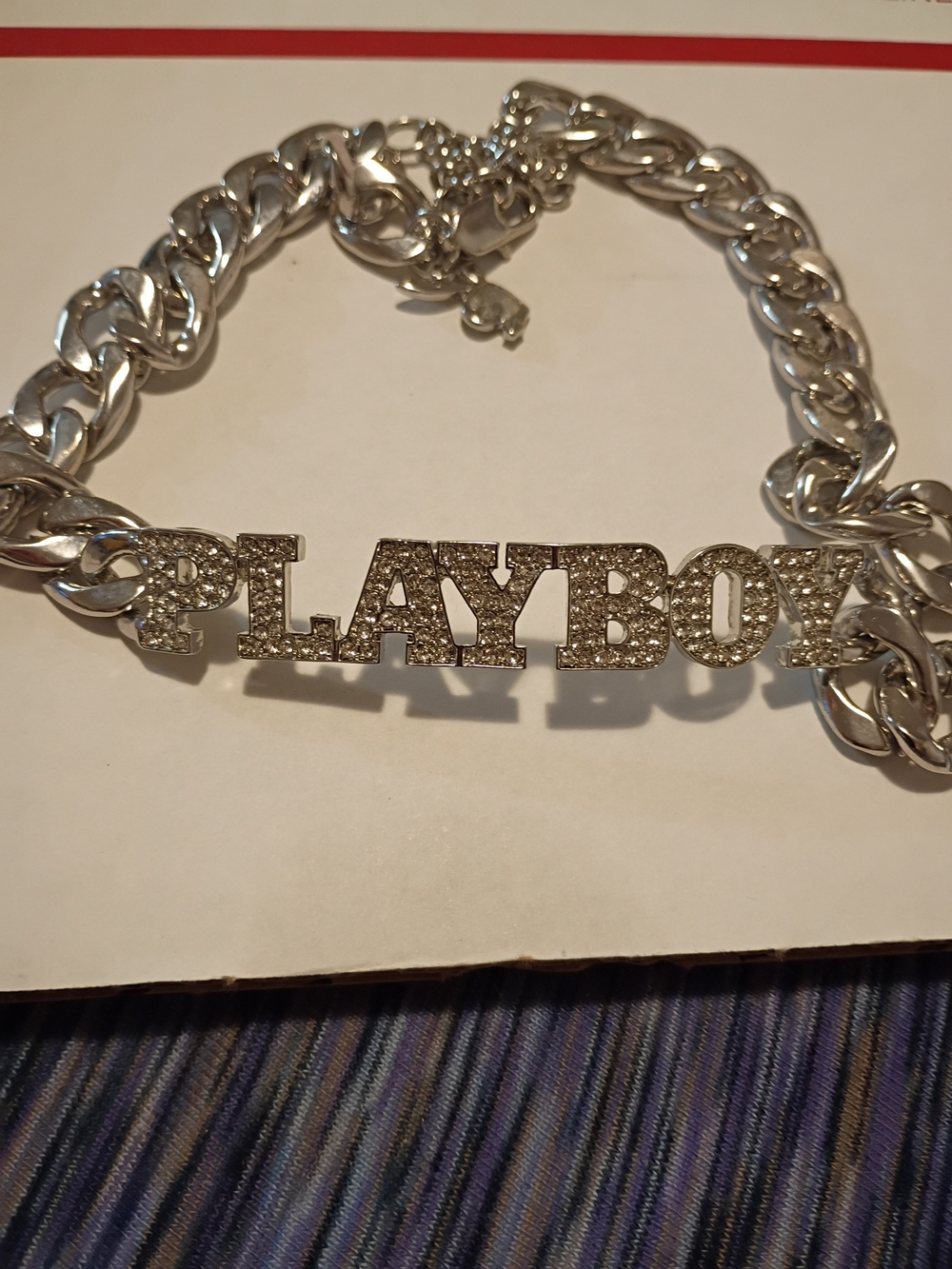 •PLAYBOY~ RHINESTONES CHAIN CHOKER•